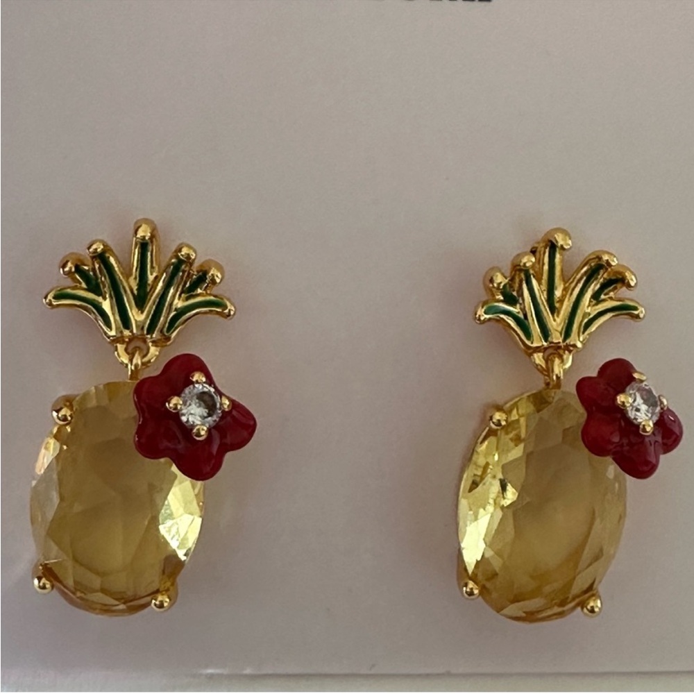 Kate Spade Gold and Red pineapple earrings